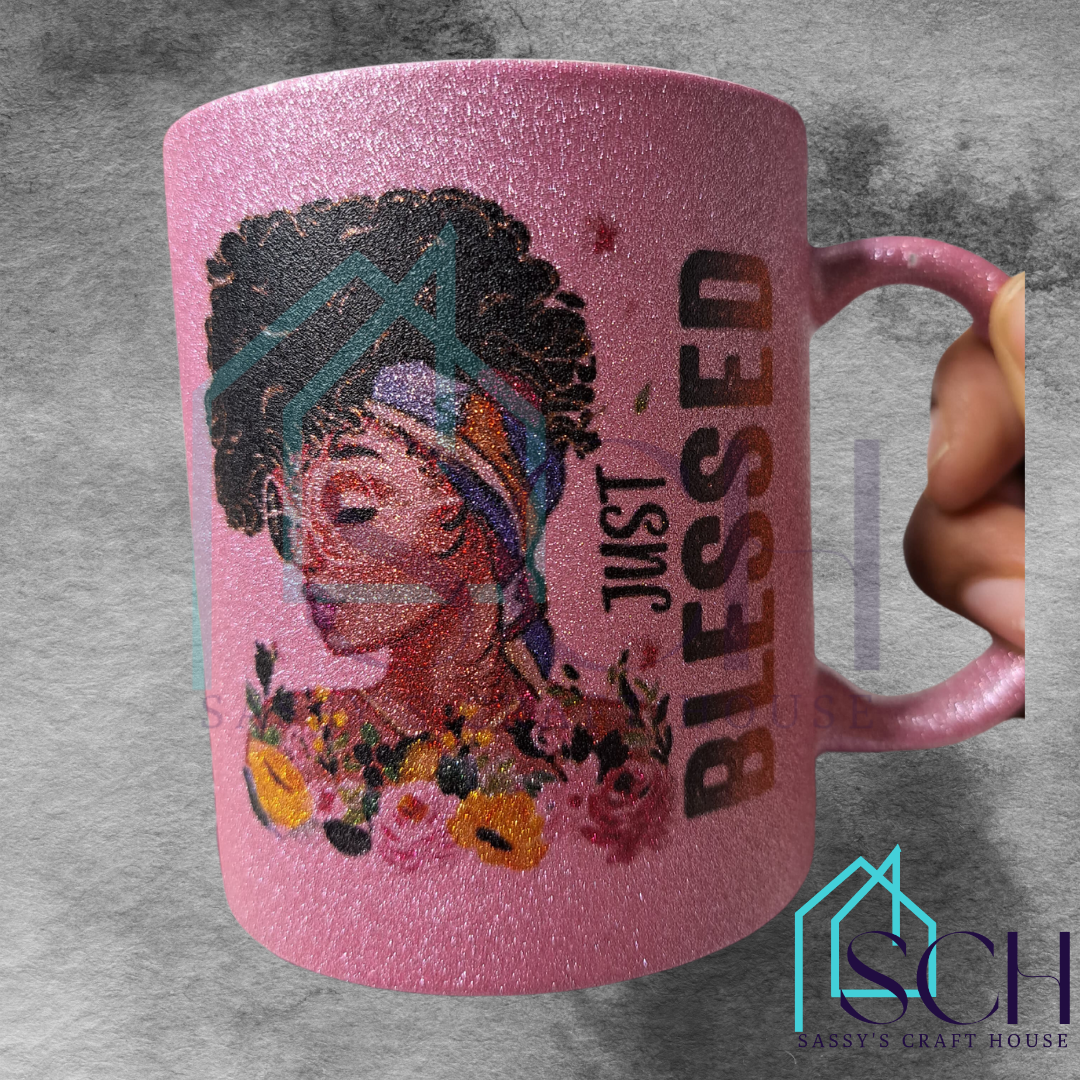 Just Blessed Glitter Mug