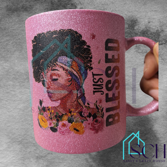 Just Blessed Glitter Mug